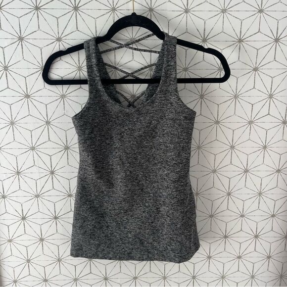 Beyond Yoga Gray Marled Spacedye Lace Back Tank - Picture 1 of 5